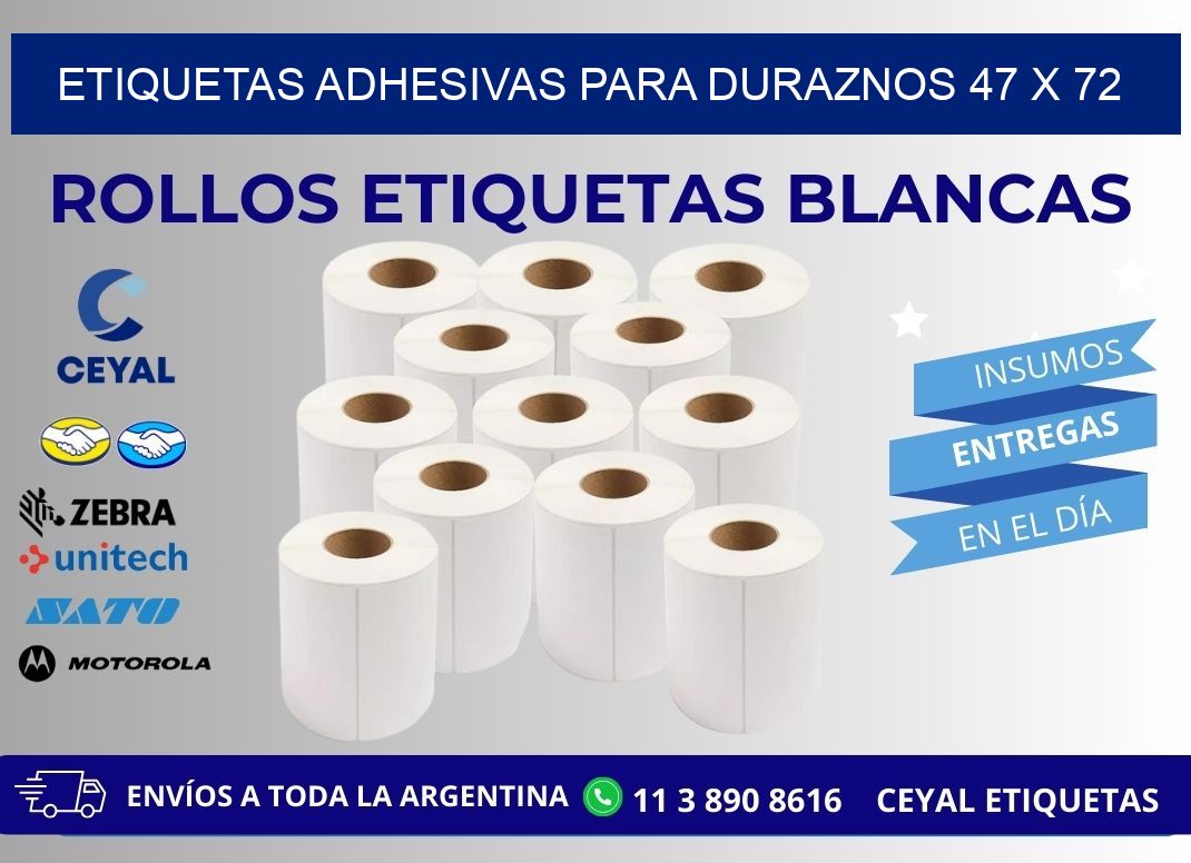 ETIQUETAS ADHESIVAS PARA DURAZNOS 47 x 72