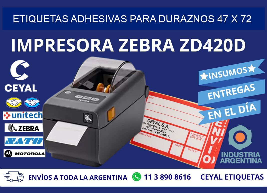 ETIQUETAS ADHESIVAS PARA DURAZNOS 47 x 72