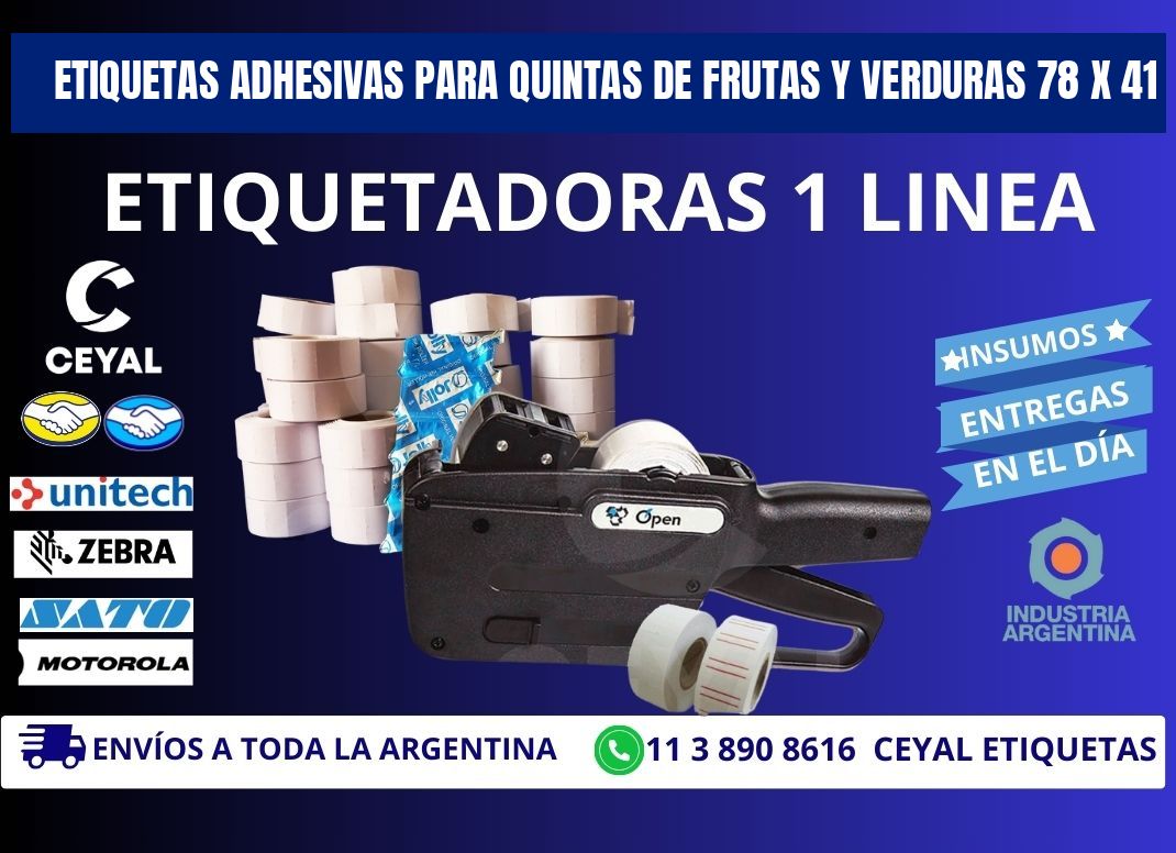 ETIQUETAS ADHESIVAS PARA QUINTAS DE FRUTAS Y VERDURAS 78 x 41