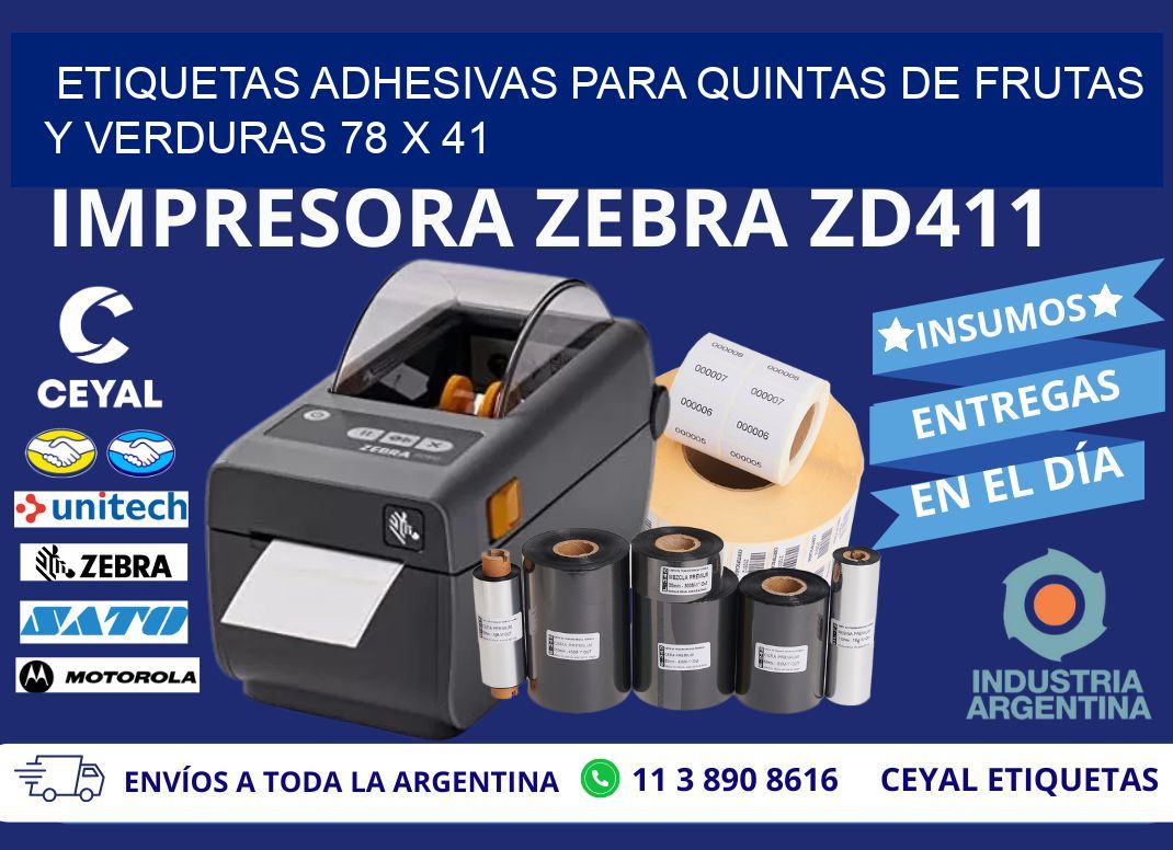 ETIQUETAS ADHESIVAS PARA QUINTAS DE FRUTAS Y VERDURAS 78 x 41