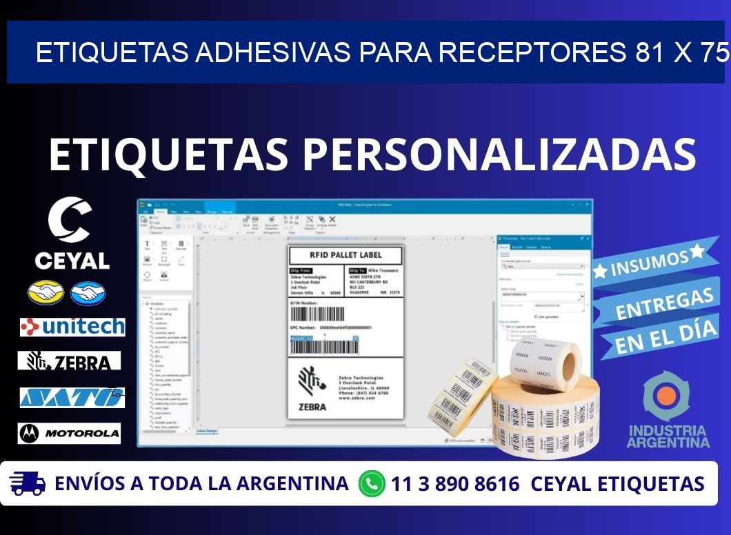 ETIQUETAS ADHESIVAS PARA RECEPTORES 81 x 75