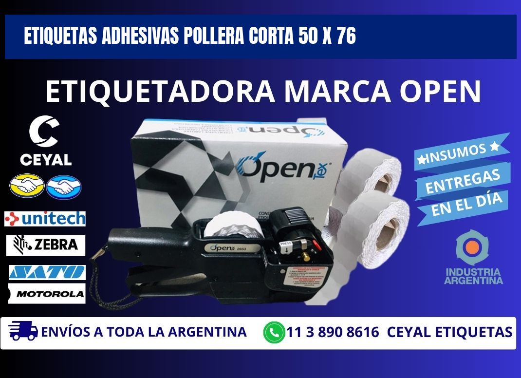 ETIQUETAS ADHESIVAS POLLERA CORTA 50 x 76