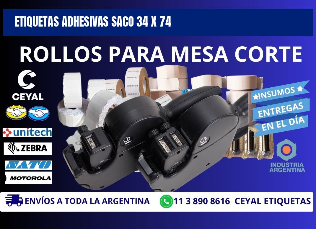ETIQUETAS ADHESIVAS SACO 34 x 74