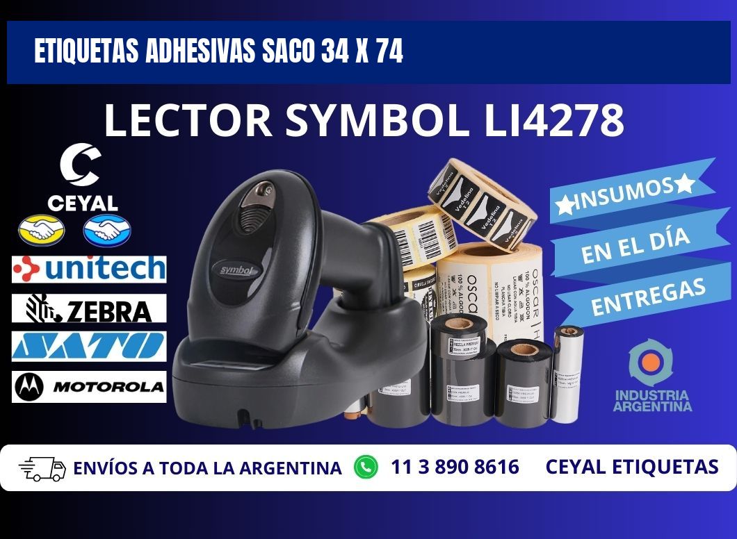 ETIQUETAS ADHESIVAS SACO 34 x 74