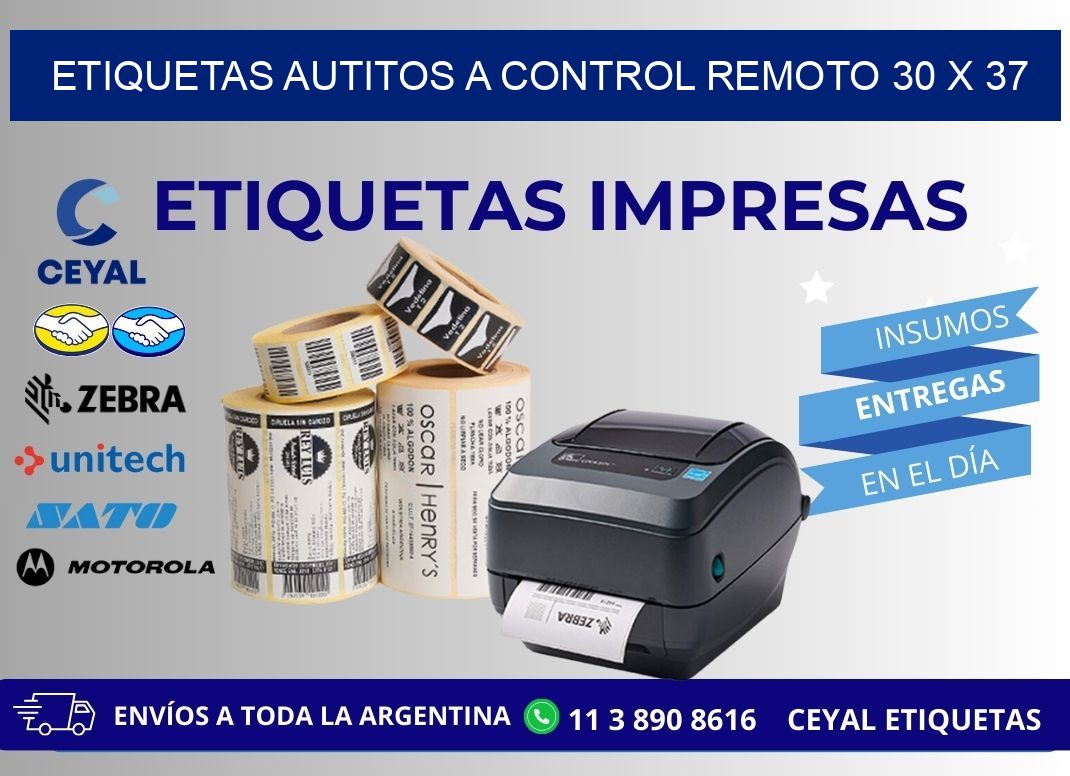 ETIQUETAS AUTITOS A CONTROL REMOTO 30 x 37