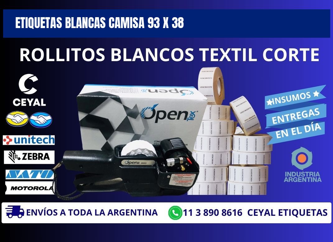 ETIQUETAS BLANCAS CAMISA 93 x 38