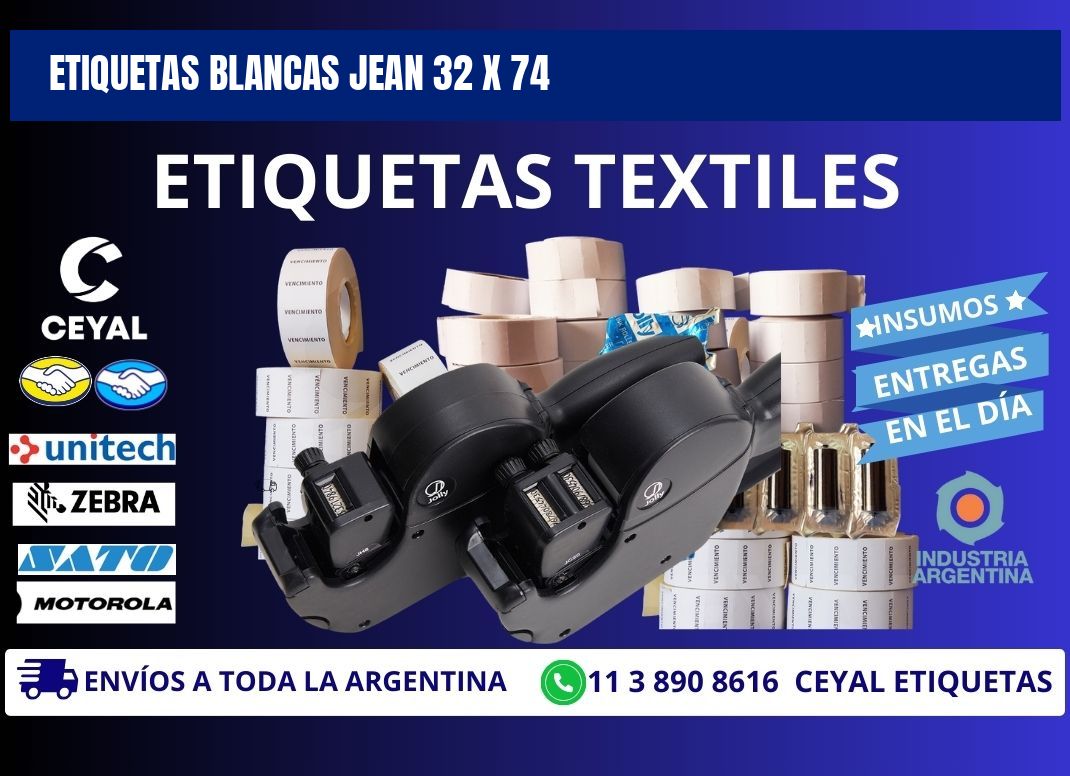 ETIQUETAS BLANCAS JEAN 32 x 74