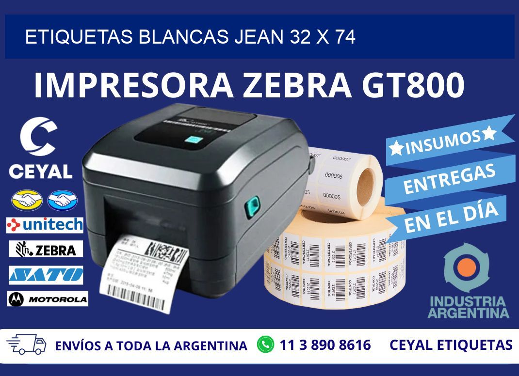 ETIQUETAS BLANCAS JEAN 32 x 74