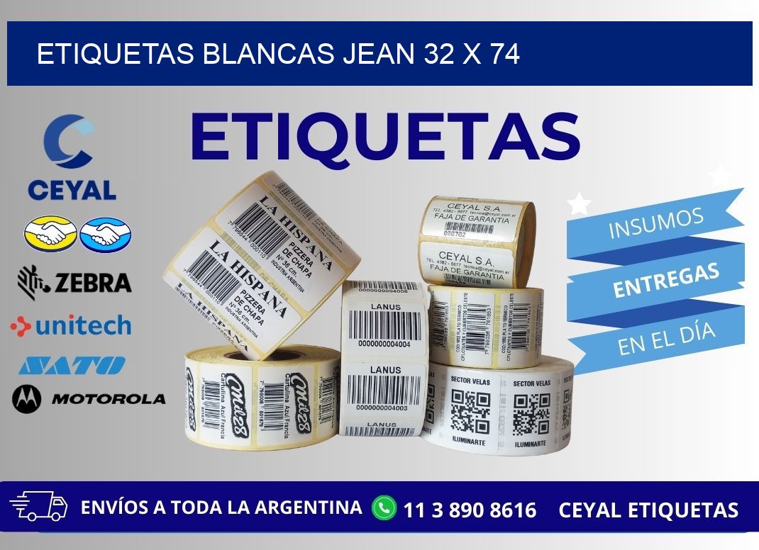 ETIQUETAS BLANCAS JEAN 32 x 74