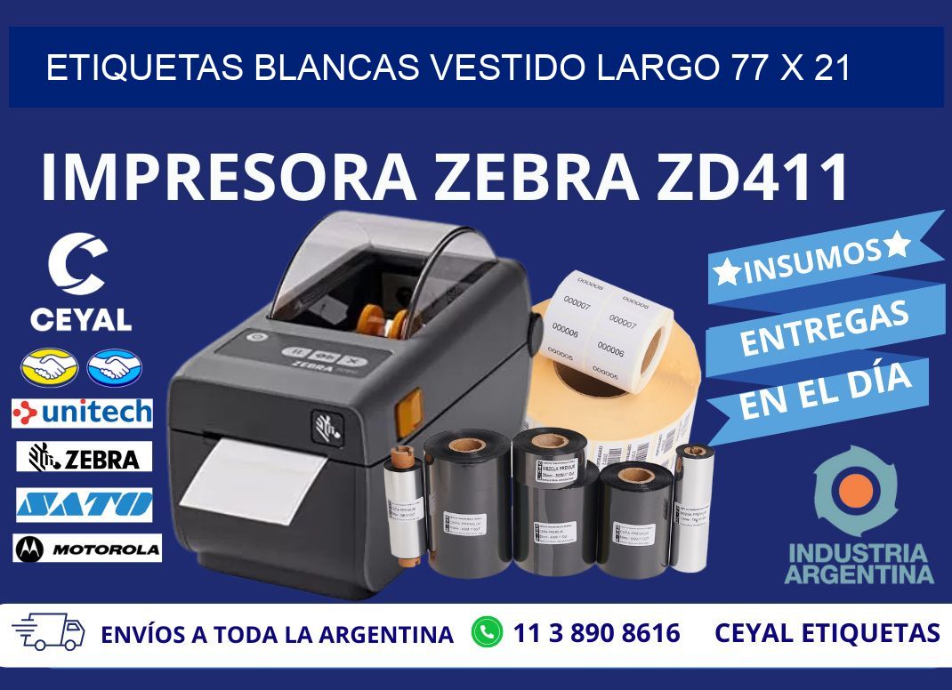 ETIQUETAS BLANCAS VESTIDO LARGO 77 x 21