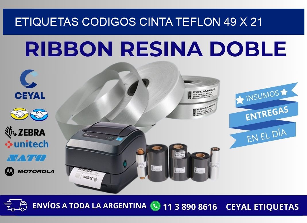 ETIQUETAS CODIGOS CINTA TEFLON 49 x 21