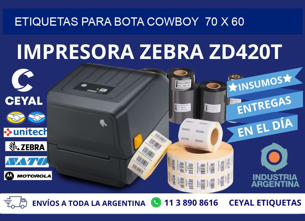 ETIQUETAS PARA BOTA COWBOY  70 x 60