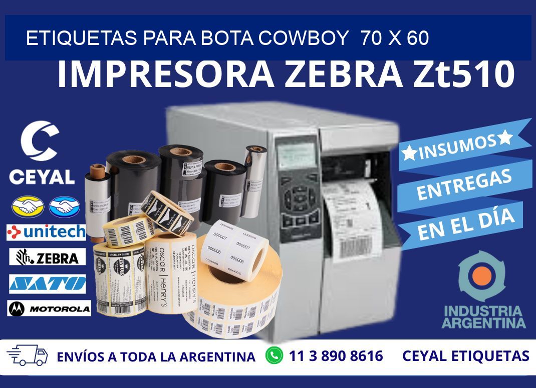 ETIQUETAS PARA BOTA COWBOY  70 x 60