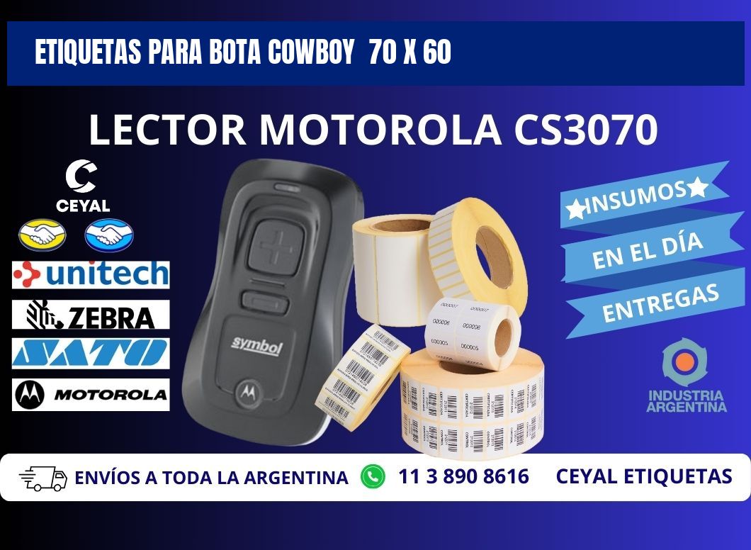 ETIQUETAS PARA BOTA COWBOY  70 x 60