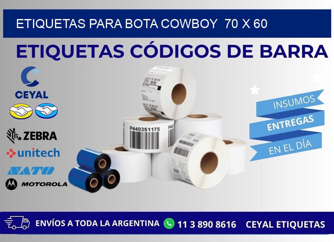 ETIQUETAS PARA BOTA COWBOY  70 x 60