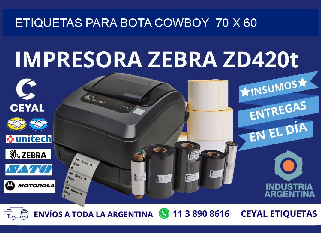 ETIQUETAS PARA BOTA COWBOY  70 x 60