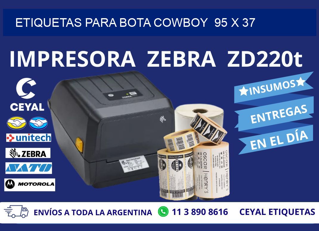 ETIQUETAS PARA BOTA COWBOY  95 x 37