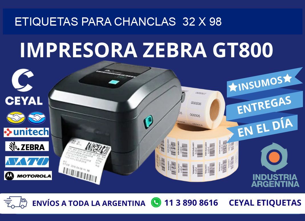 ETIQUETAS PARA CHANCLAS  32 x 98