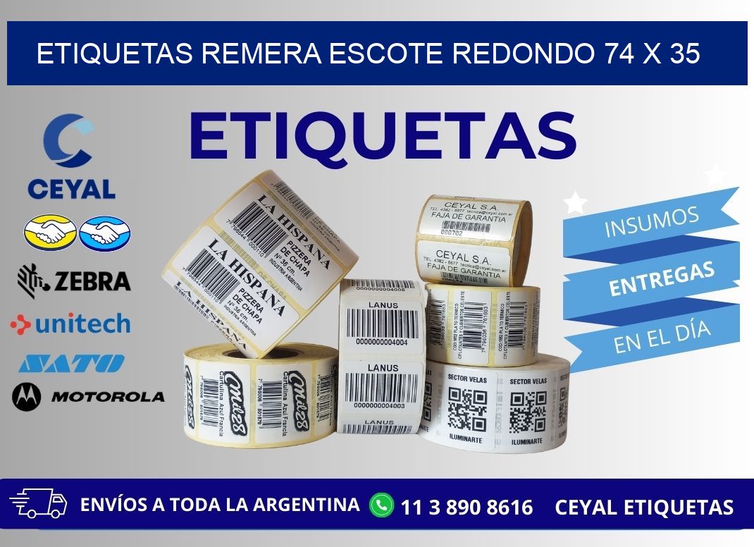 ETIQUETAS REMERA ESCOTE REDONDO 74 x 35