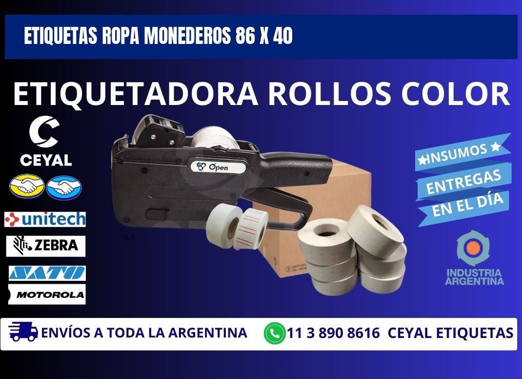 ETIQUETAS ROPA MONEDEROS 86 x 40