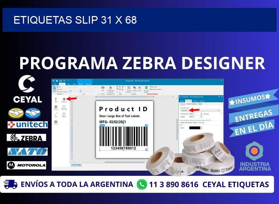 ETIQUETAS SLIP 31 x 68