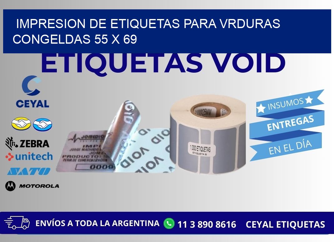 IMPRESION DE ETIQUETAS PARA VRDURAS CONGELDAS 55 x 69