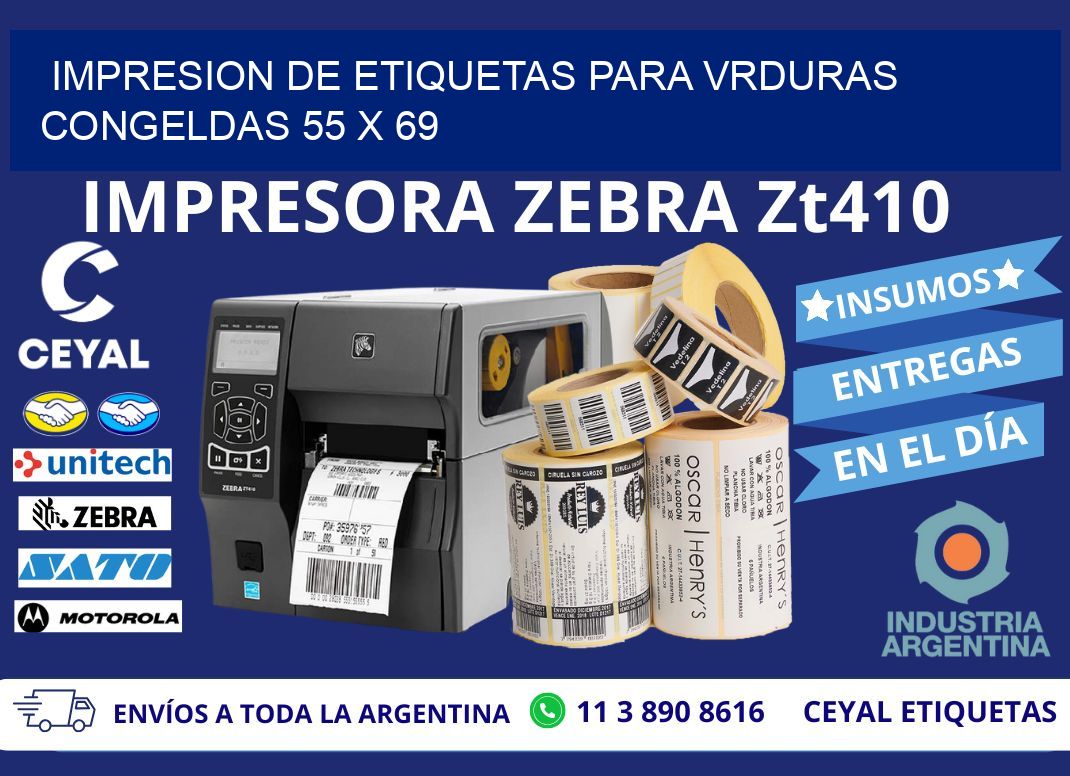 IMPRESION DE ETIQUETAS PARA VRDURAS CONGELDAS 55 x 69