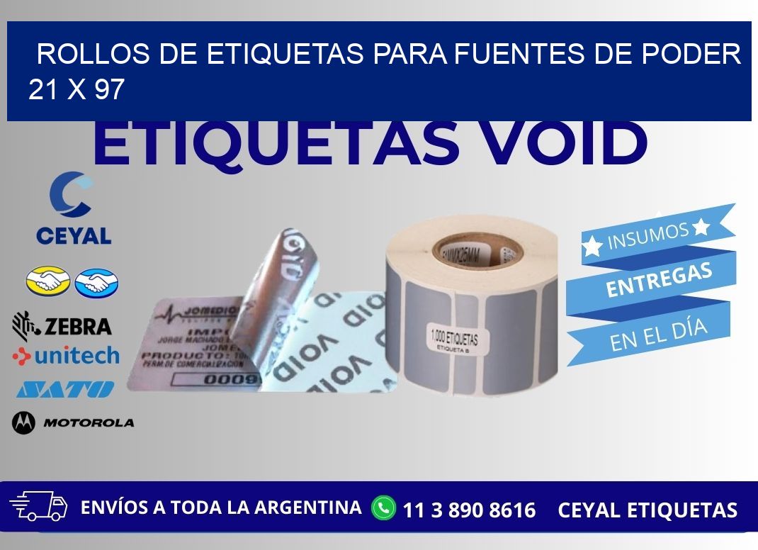 ROLLOS DE ETIQUETAS PARA FUENTES DE PODER 21 x 97