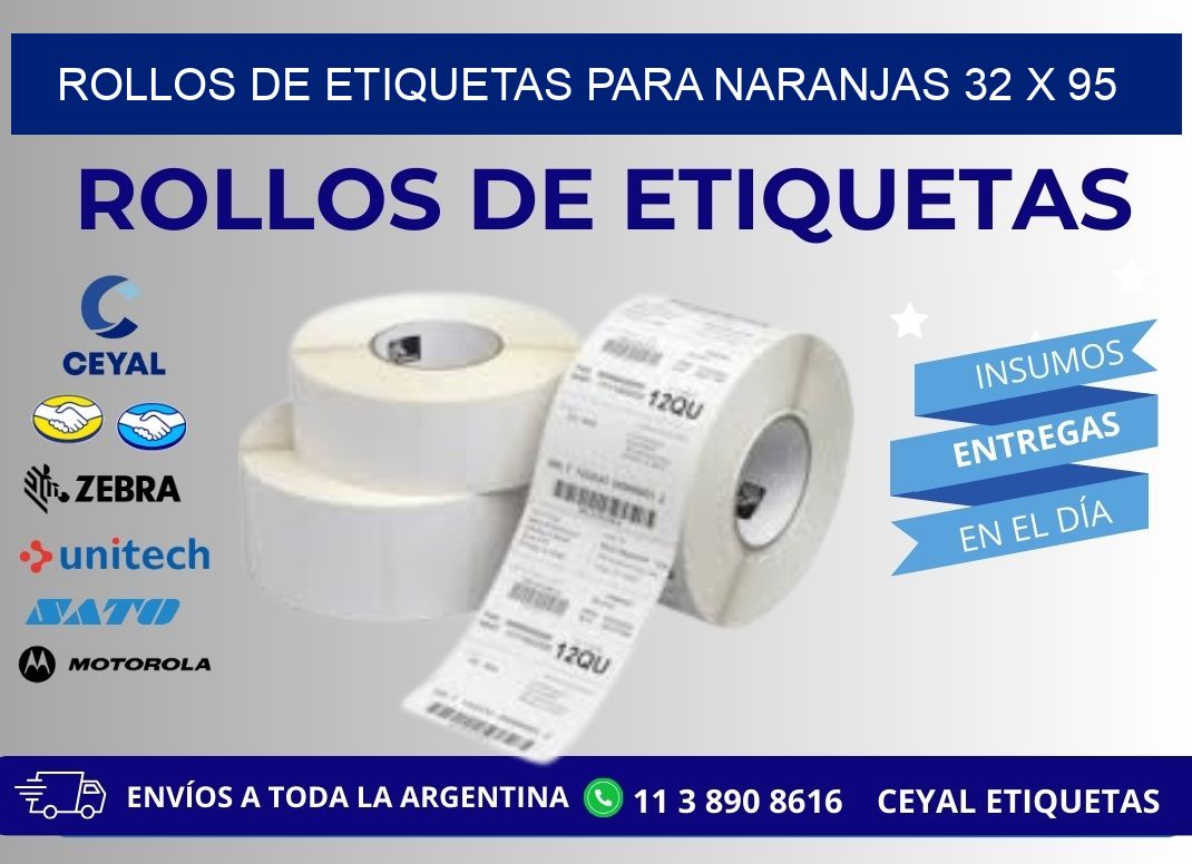 ROLLOS DE ETIQUETAS PARA NARANJAS 32 x 95