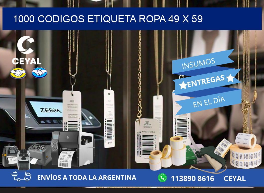 1000 CODIGOS ETIQUETA ROPA 49 x 59