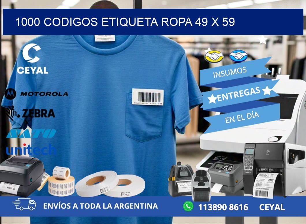 1000 CODIGOS ETIQUETA ROPA 49 x 59