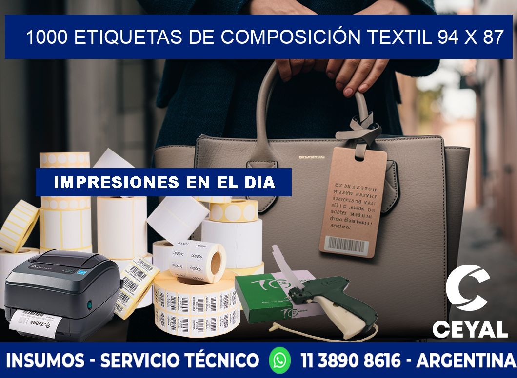 1000 ETIQUETAS DE COMPOSICIÓN TEXTIL 94 x 87