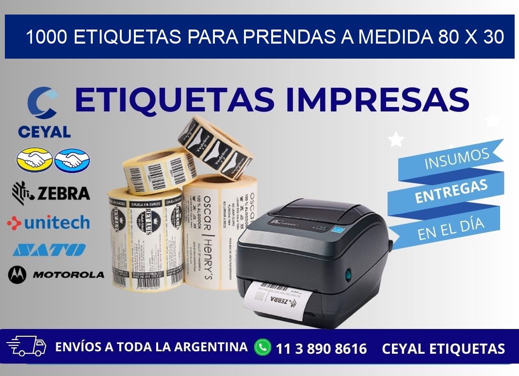 1000 ETIQUETAS PARA PRENDAS A MEDIDA 80 x 30