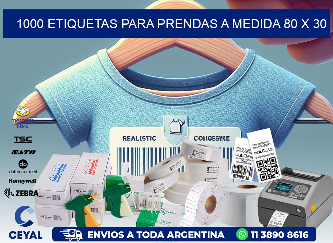 1000 ETIQUETAS PARA PRENDAS A MEDIDA 80 x 30