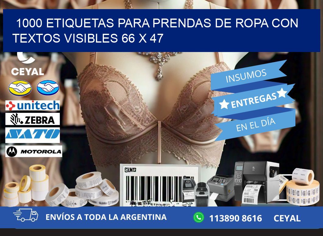 1000 ETIQUETAS PARA PRENDAS DE ROPA CON TEXTOS VISIBLES 66 x 47