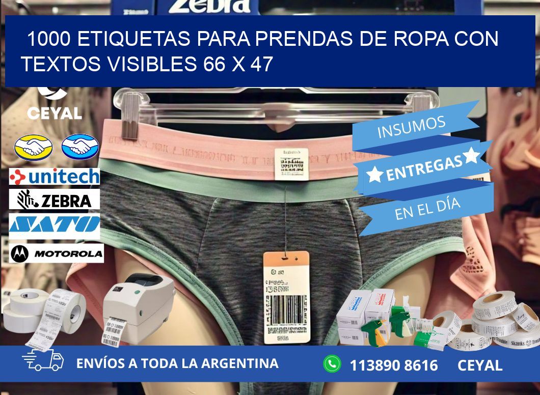 1000 ETIQUETAS PARA PRENDAS DE ROPA CON TEXTOS VISIBLES 66 x 47