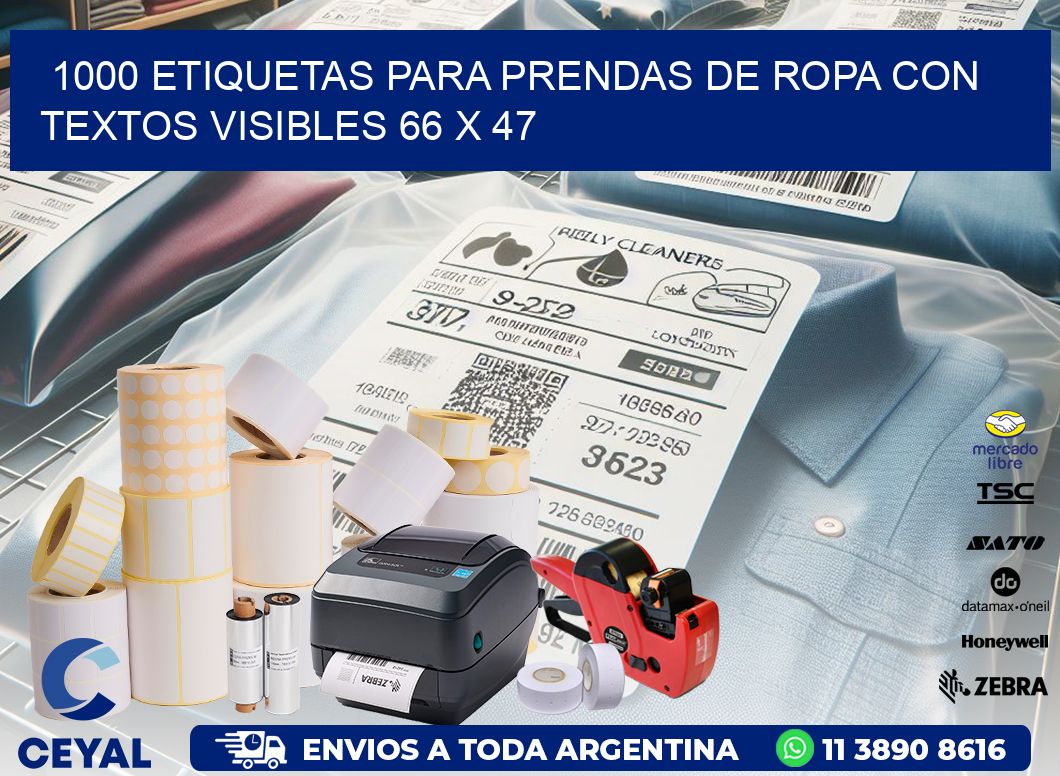 1000 ETIQUETAS PARA PRENDAS DE ROPA CON TEXTOS VISIBLES 66 x 47