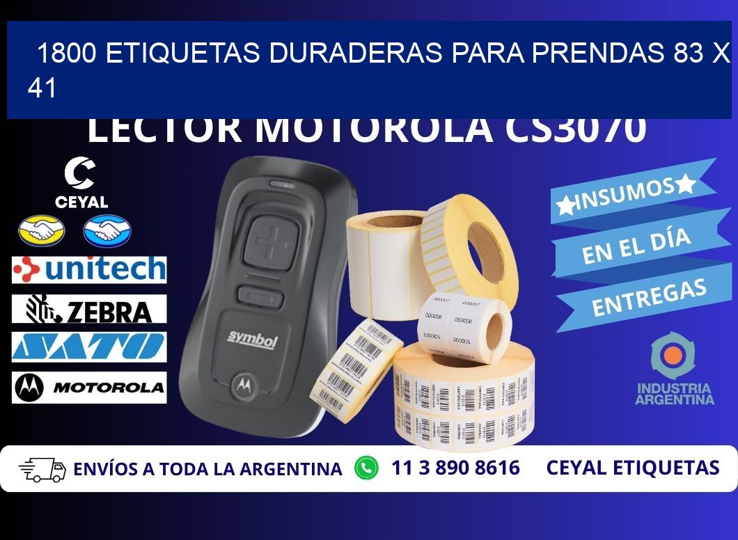 1800 ETIQUETAS DURADERAS PARA PRENDAS 83 x 41