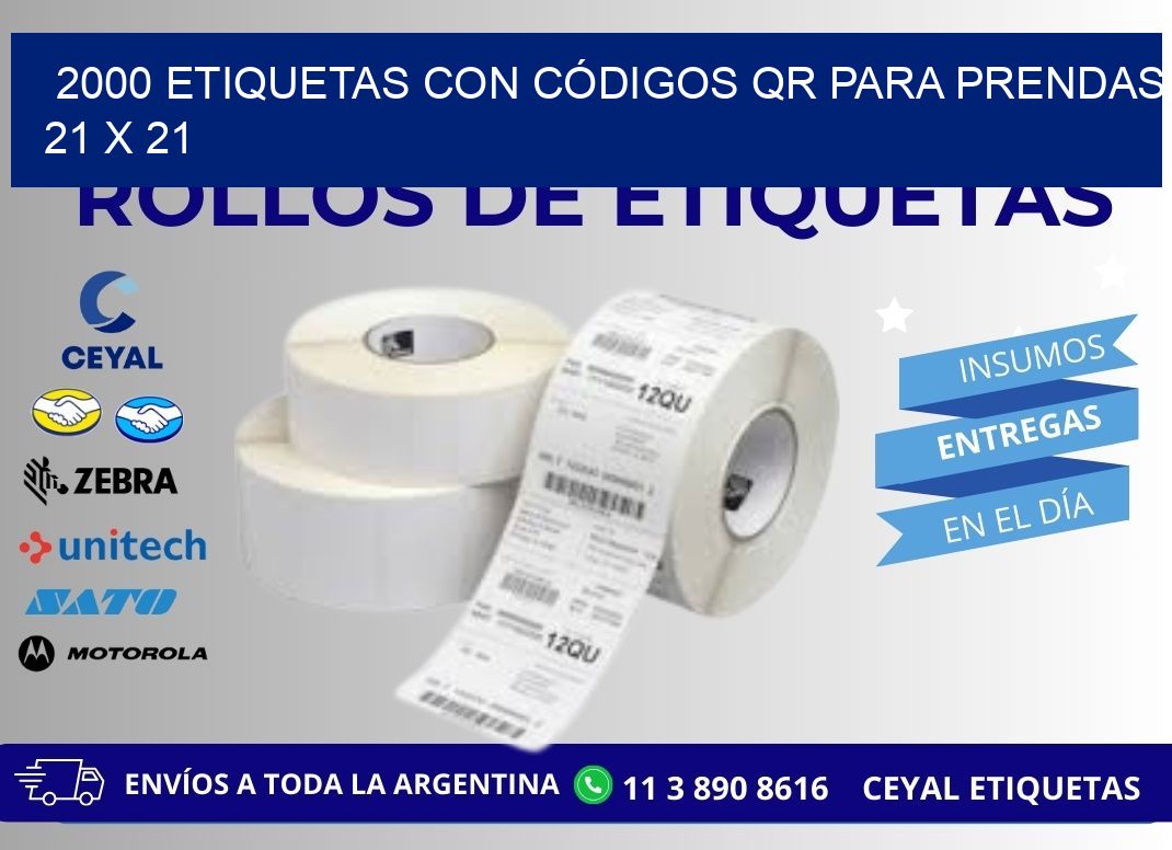 2000 ETIQUETAS CON CÓDIGOS QR PARA PRENDAS 21 x 21