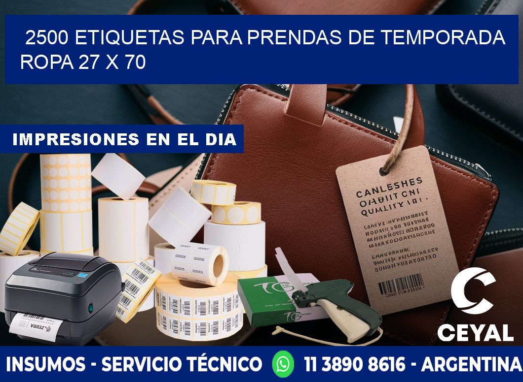 2500 ETIQUETAS PARA PRENDAS DE TEMPORADA ROPA 27 x 70