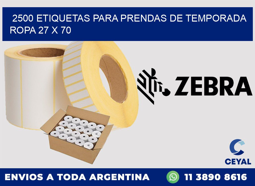 2500 ETIQUETAS PARA PRENDAS DE TEMPORADA ROPA 27 x 70