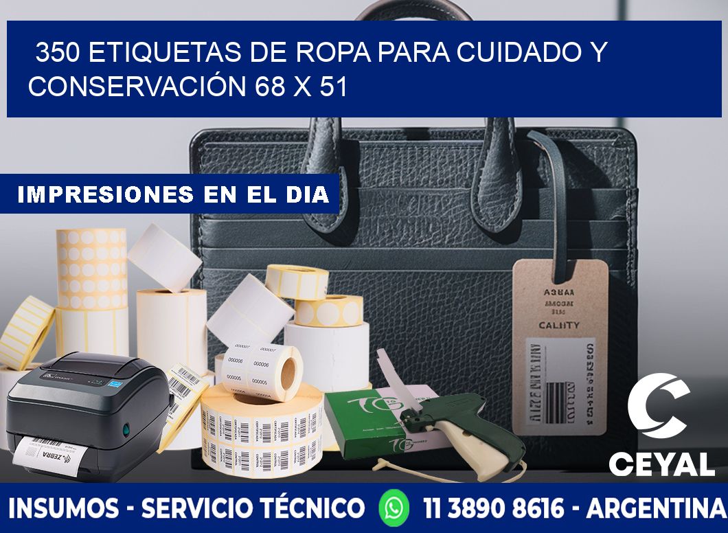 350 ETIQUETAS DE ROPA PARA CUIDADO Y CONSERVACIÓN 68 x 51