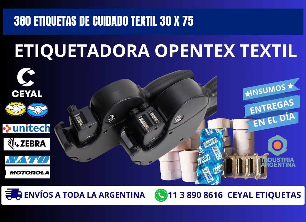 380 ETIQUETAS DE CUIDADO TEXTIL 30 x 75