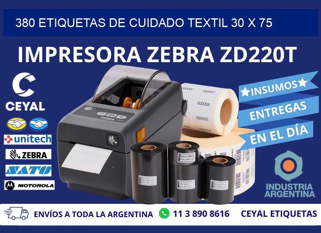 380 ETIQUETAS DE CUIDADO TEXTIL 30 x 75