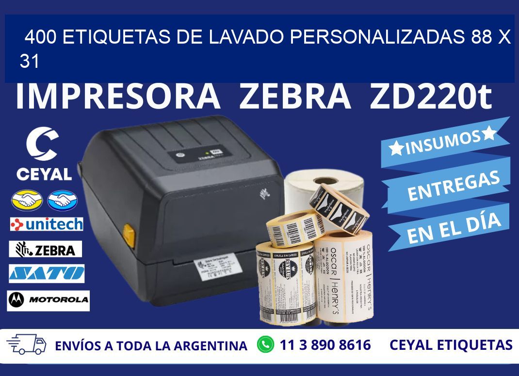 400 ETIQUETAS DE LAVADO PERSONALIZADAS 88 x 31
