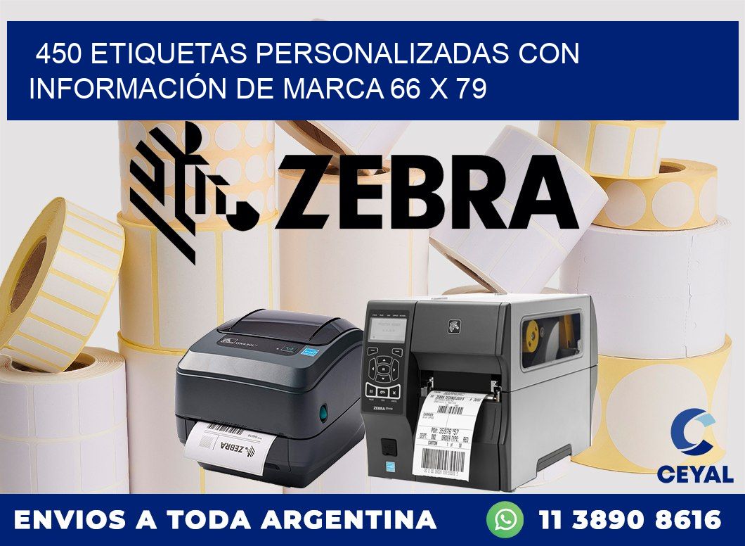 450 ETIQUETAS PERSONALIZADAS CON INFORMACIÓN DE MARCA 66 x 79