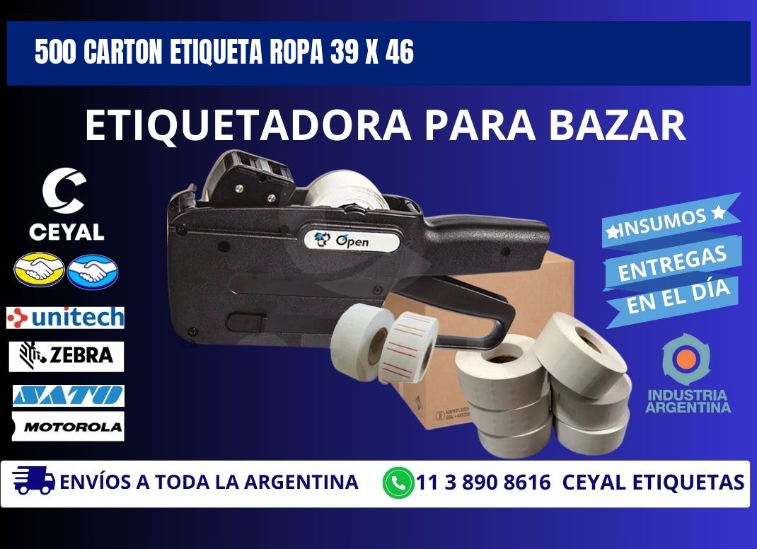 500 CARTON ETIQUETA ROPA 39 x 46