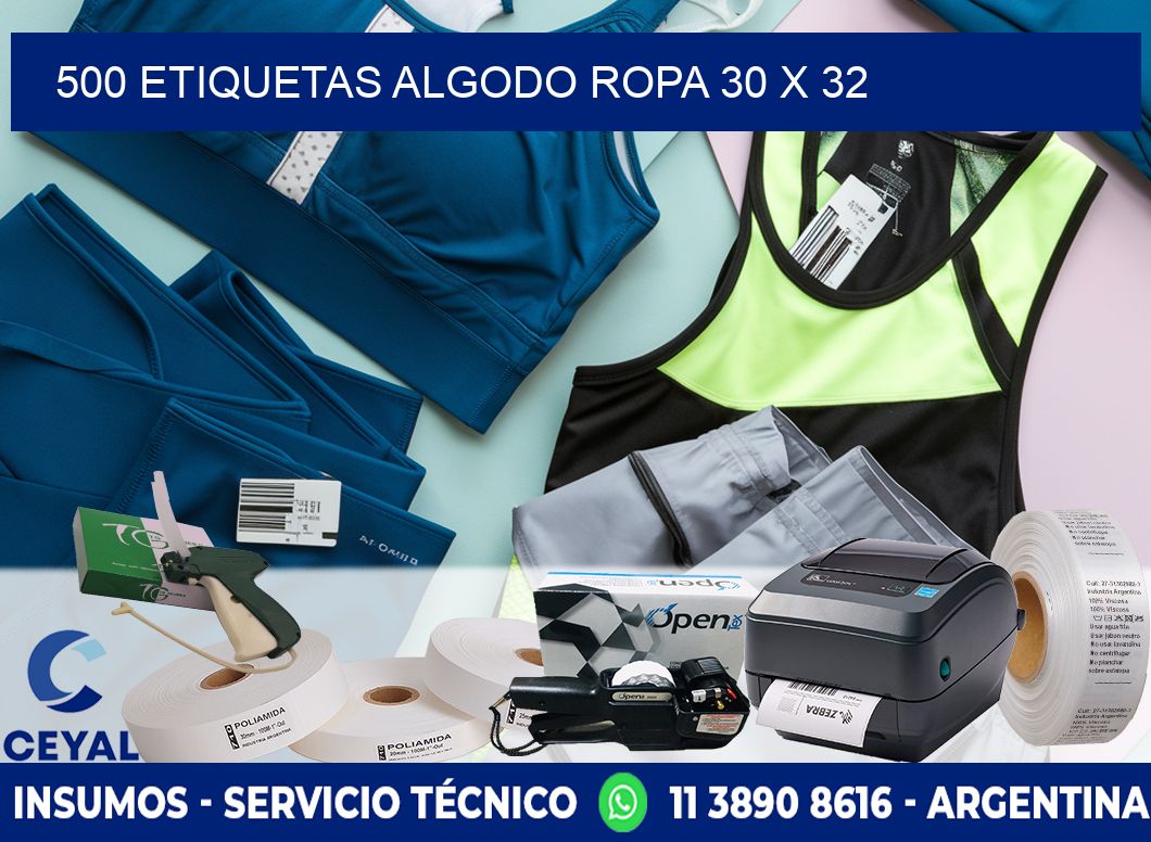 500 ETIQUETAS ALGODO ROPA 30 x 32