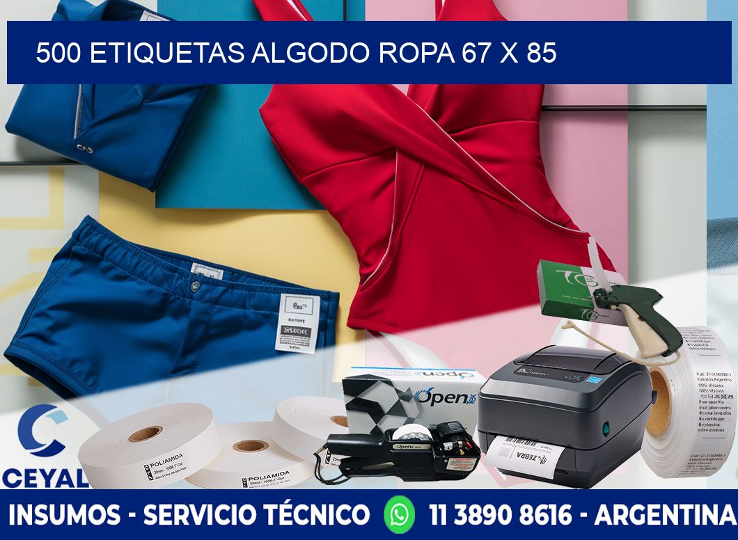 500 ETIQUETAS ALGODO ROPA 67 x 85