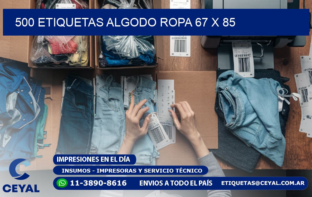 500 ETIQUETAS ALGODO ROPA 67 x 85